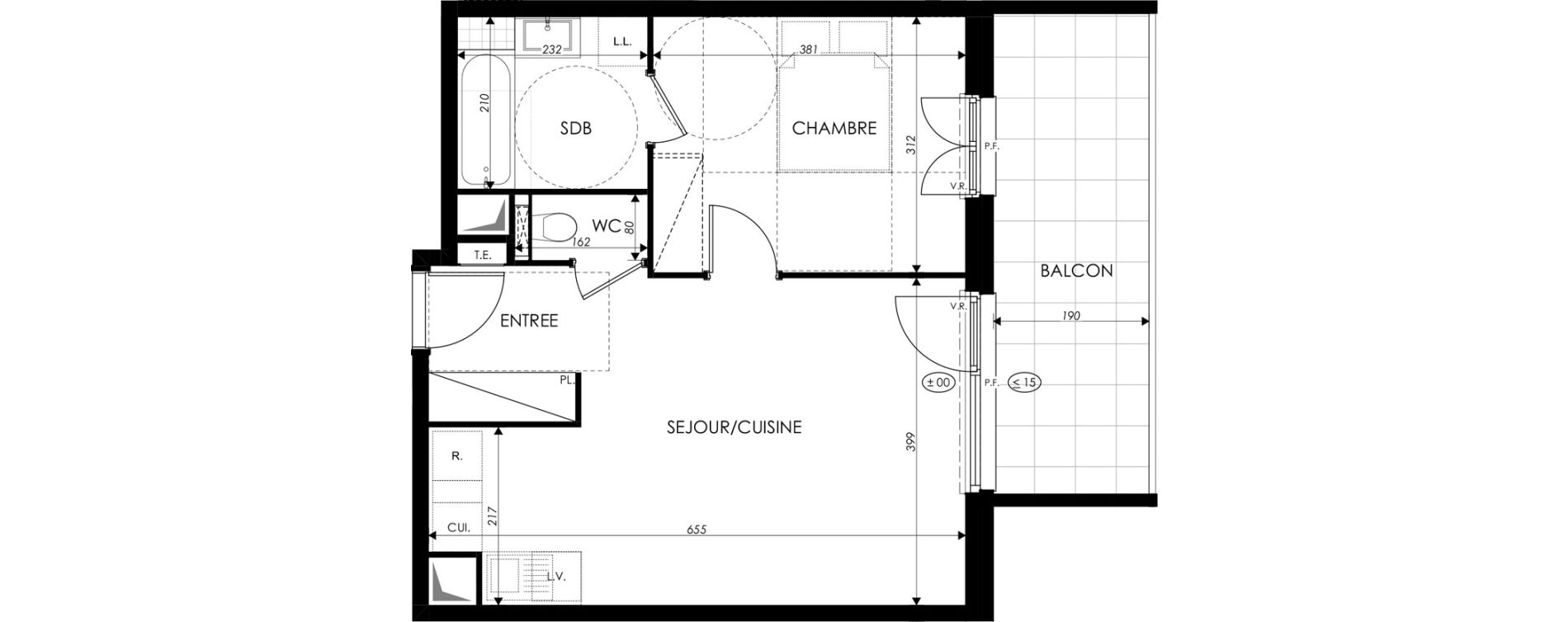 Appartement T2 de 43,84 m2 &agrave; Saint-Louis Centre