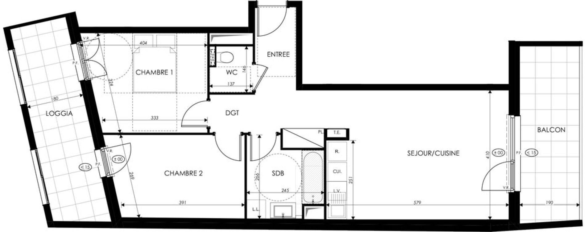 Appartement T3 de 62,39 m2 &agrave; Saint-Louis Centre