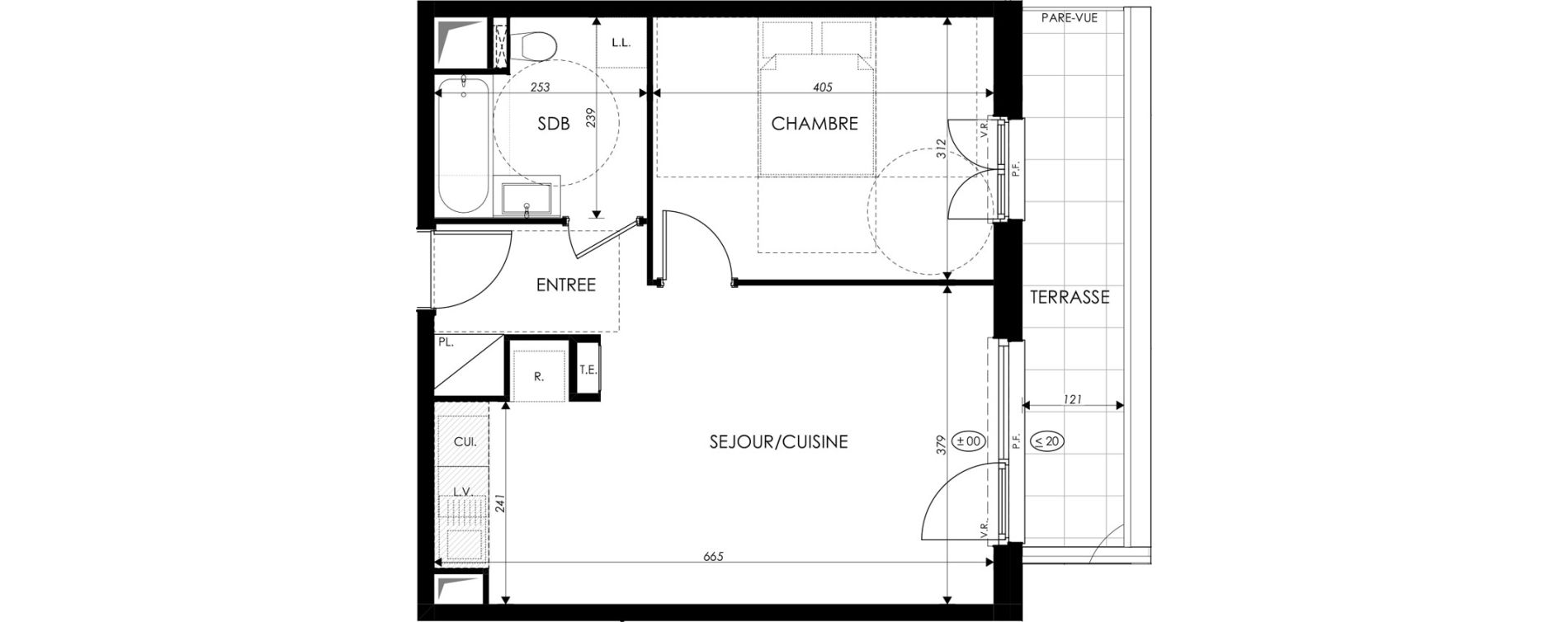 Appartement T2 de 44,37 m2 &agrave; Saint-Louis Centre