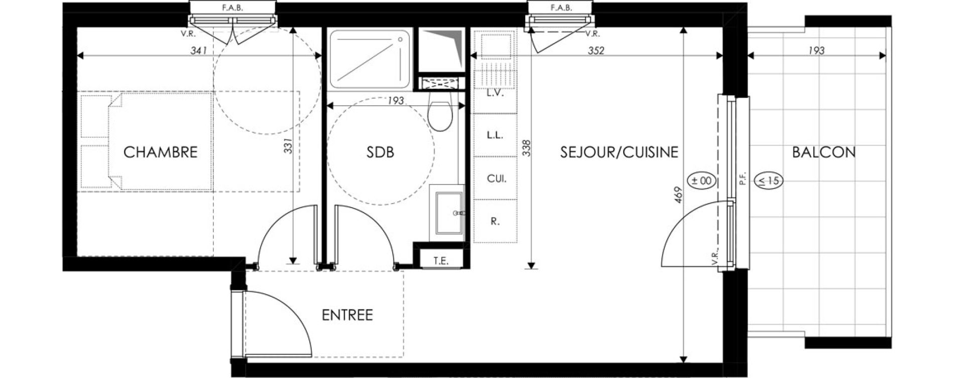 Appartement T2 de 37,17 m2 &agrave; Saint-Louis Centre