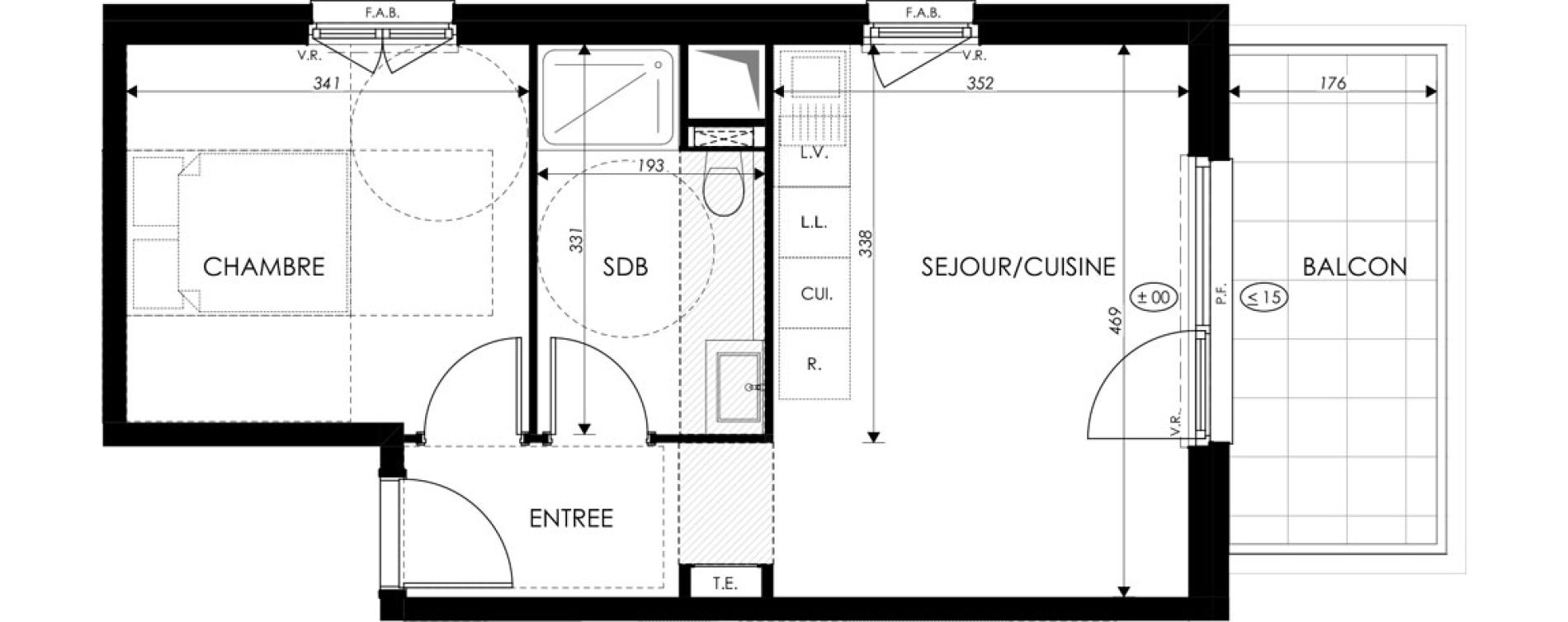 Appartement T2 de 37,17 m2 &agrave; Saint-Louis Centre