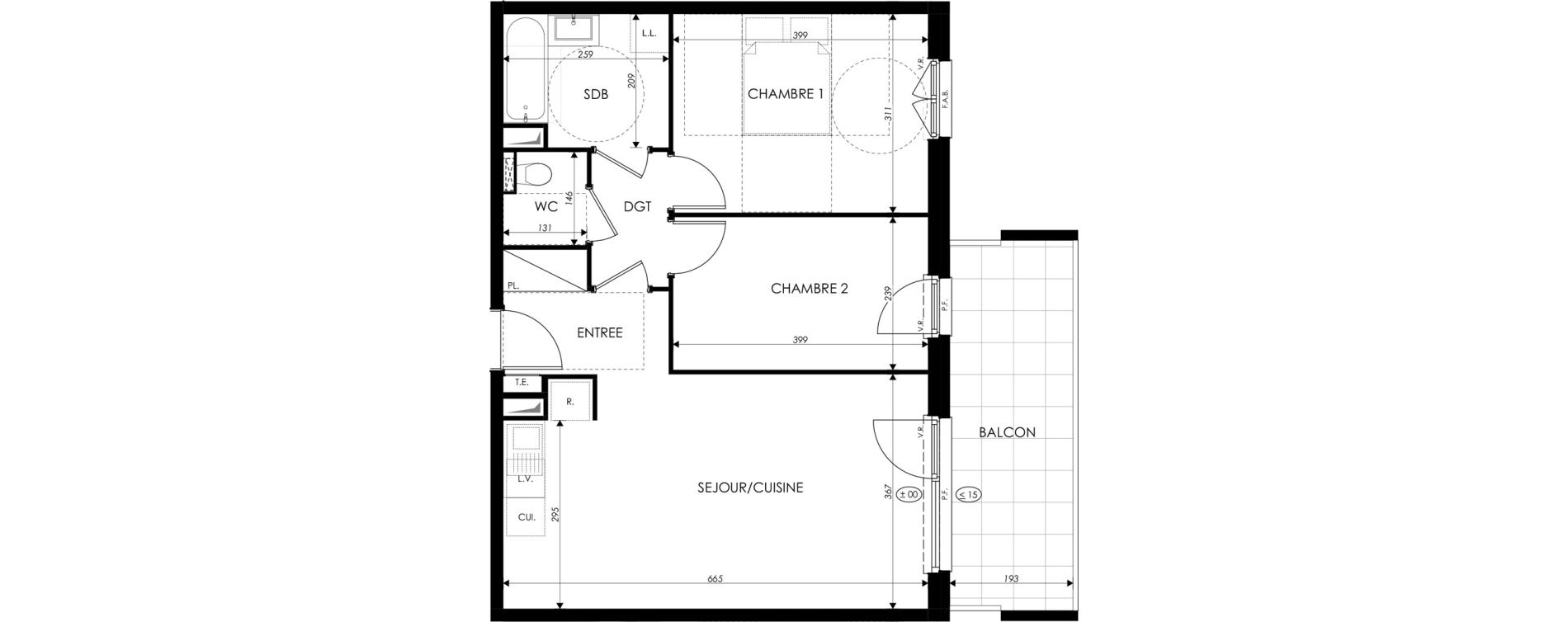 Appartement T3 de 59,46 m2 &agrave; Saint-Louis Centre