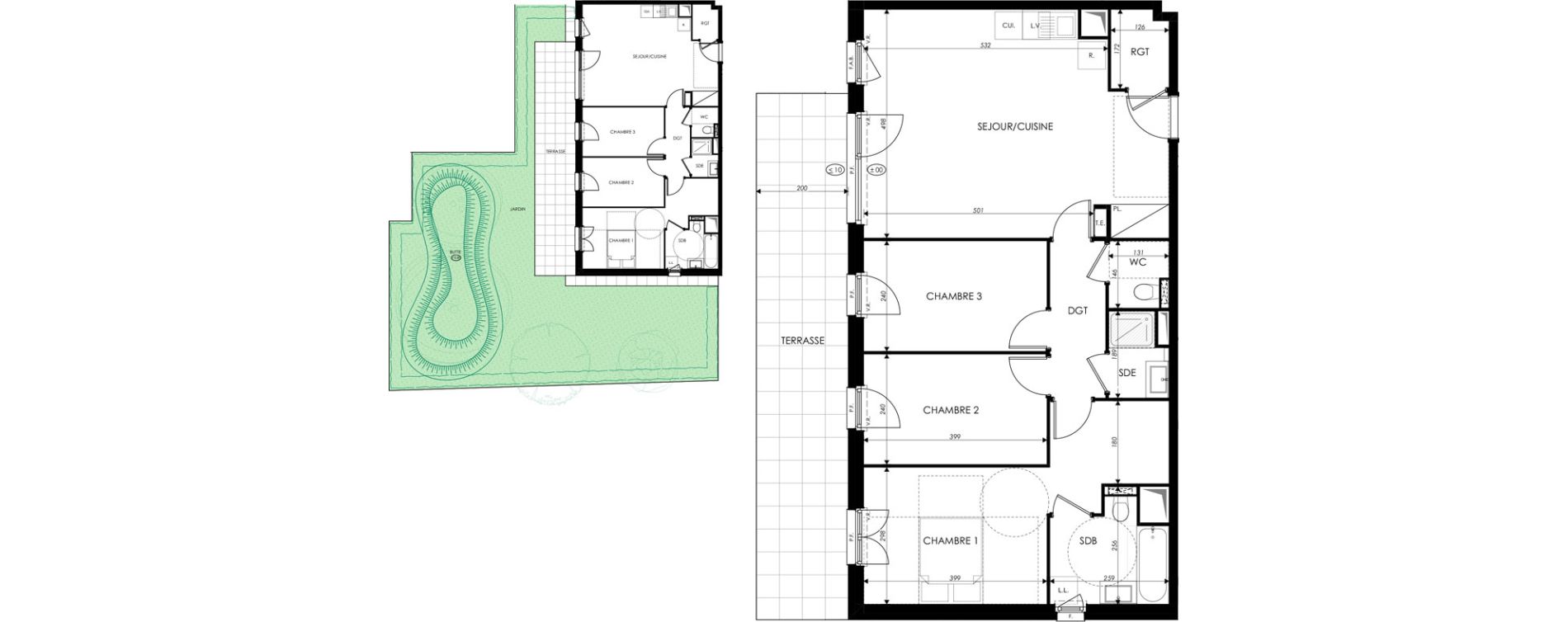 Appartement T4 de 81,91 m2 &agrave; Saint-Louis Centre