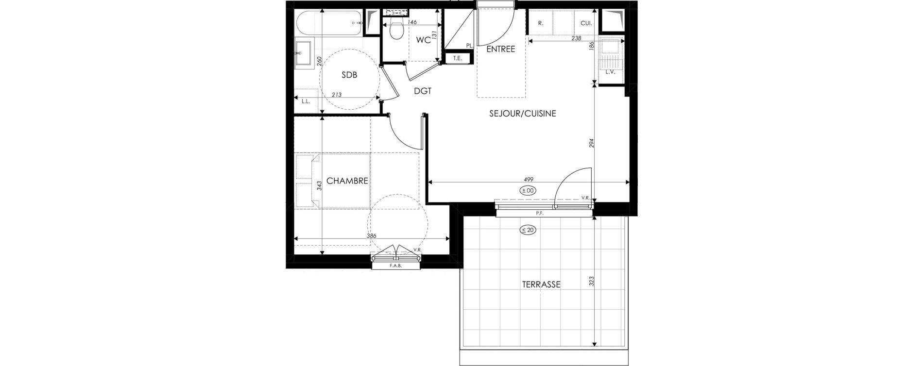 Appartement T2 de 42,67 m2 &agrave; Saint-Louis Centre