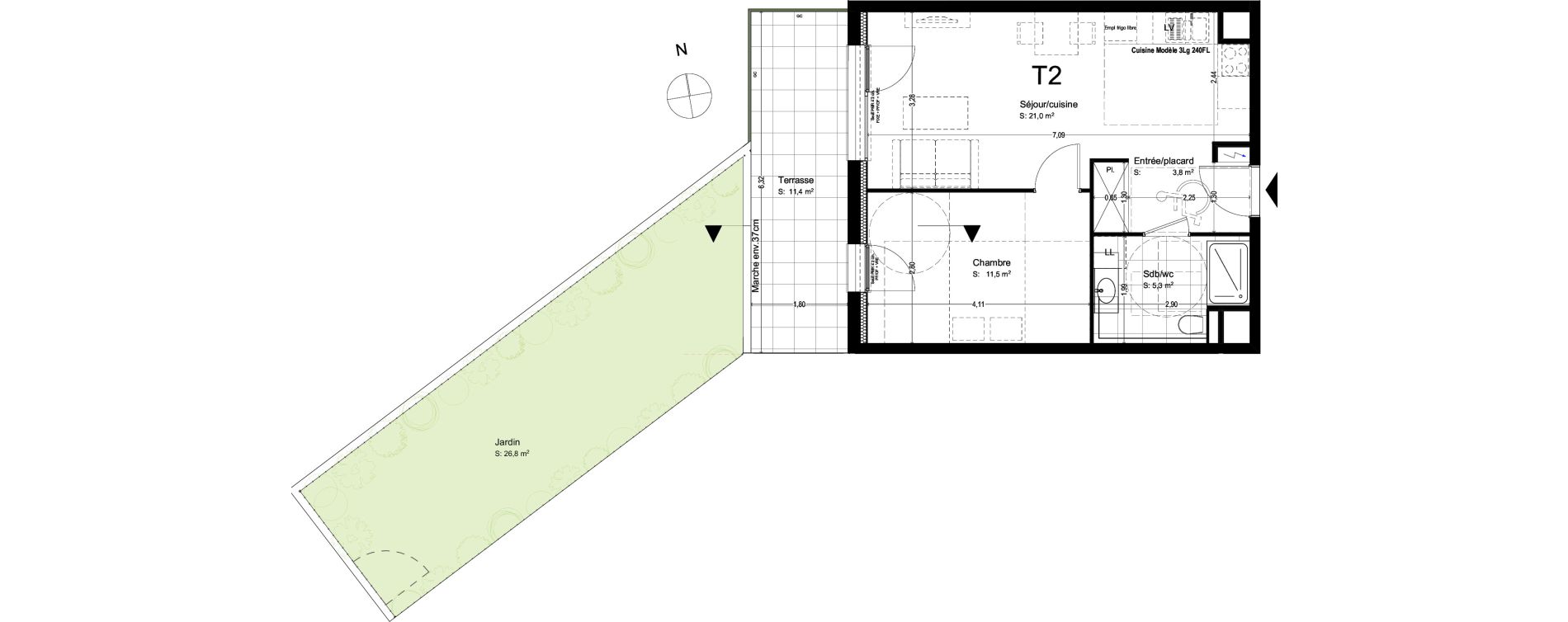 Appartement T2 de 41,74 m2 &agrave; Saint-Louis Michelfelden