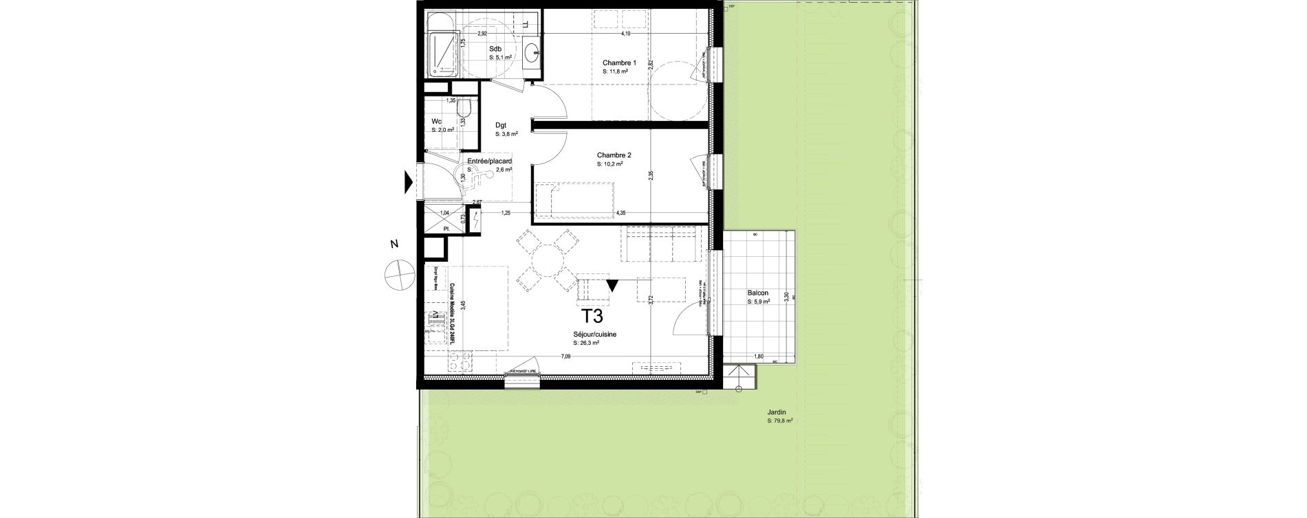 Appartement T3 de 61,88 m2 &agrave; Saint-Louis Michelfelden