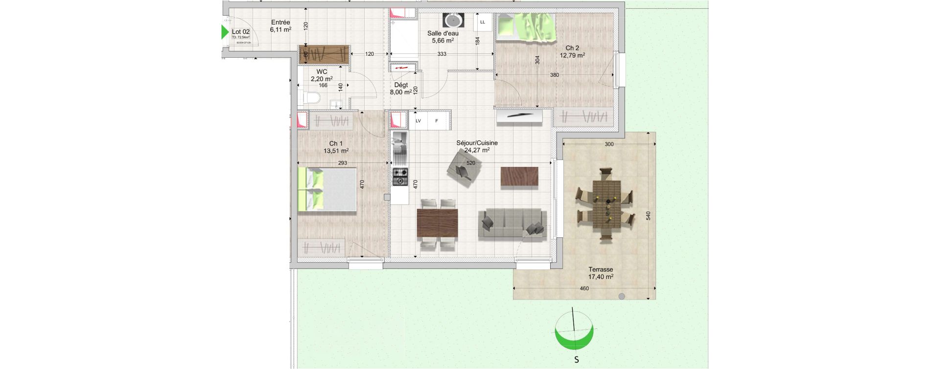 Appartement T3 de 72,54 m2 &agrave; Saint-Louis Centre