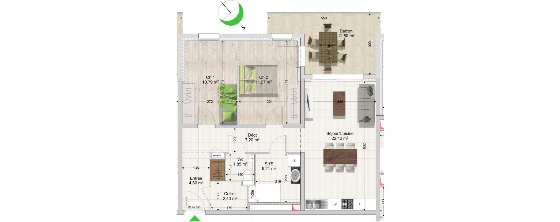 Appartement T3 de 66,17 m2 &agrave; Saint-Louis Neuweg
