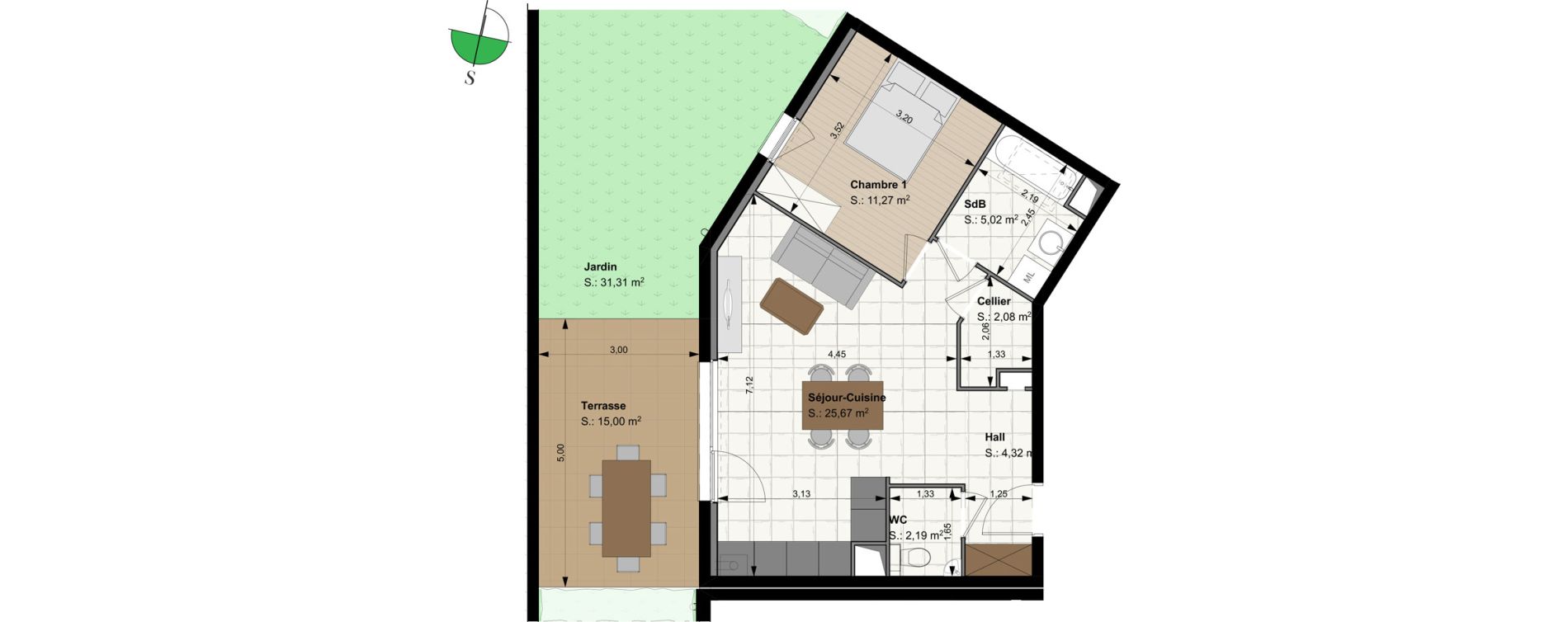 Appartement T2 de 50,55 m2 &agrave; Sierentz Centre