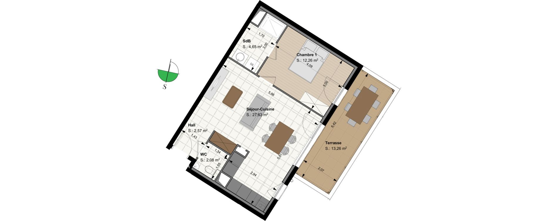 Appartement T2 de 49,19 m2 &agrave; Sierentz Centre
