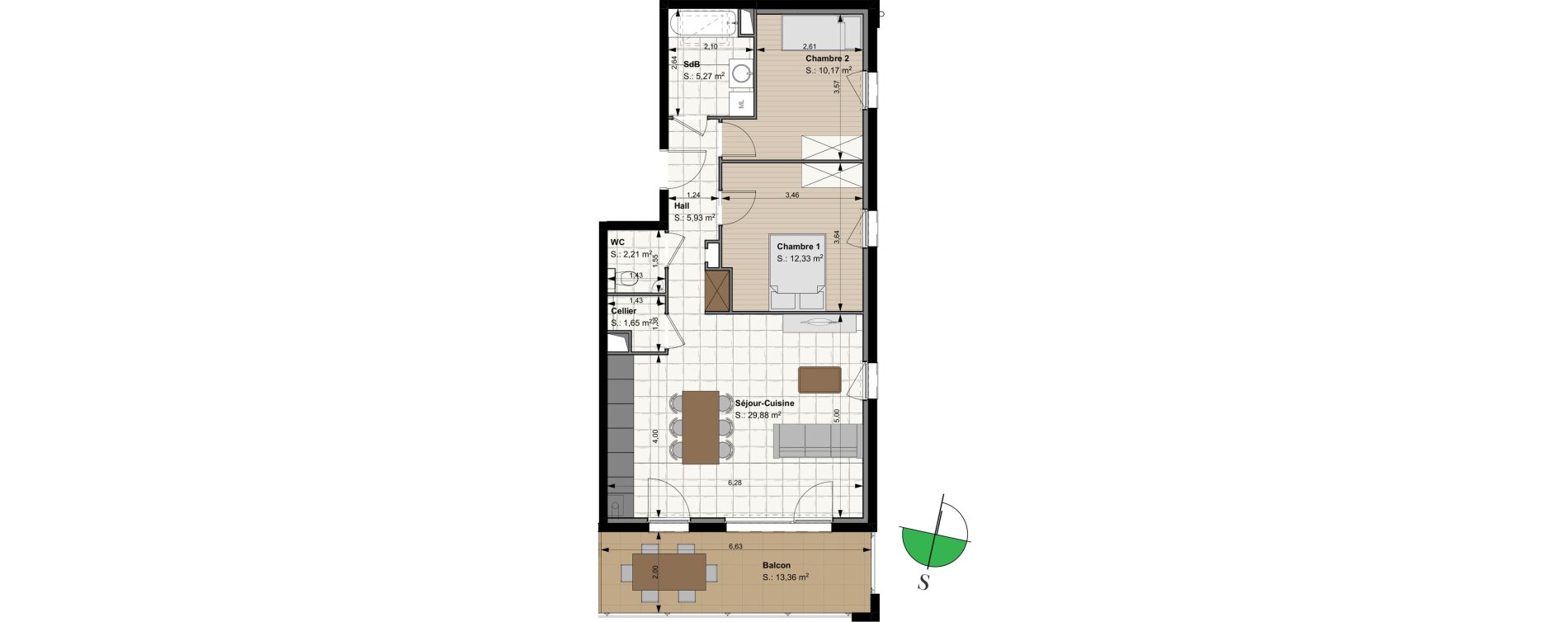 Appartement T3 de 67,44 m2 &agrave; Sierentz Centre