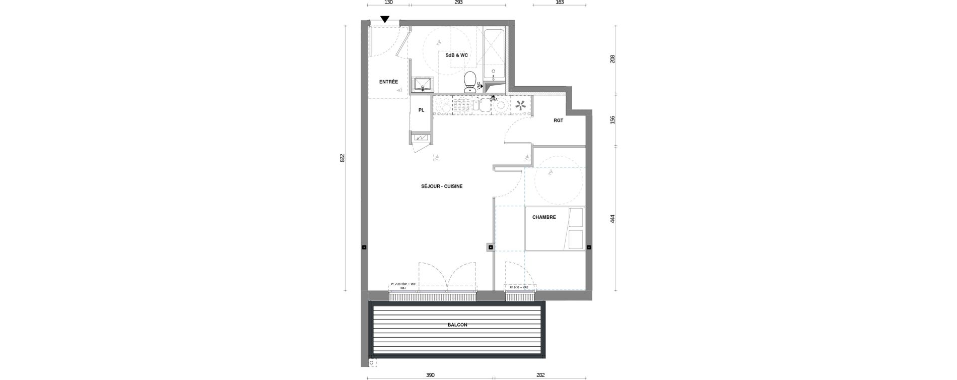 Appartement T2 de 48,30 m2 &agrave; Thann Centre