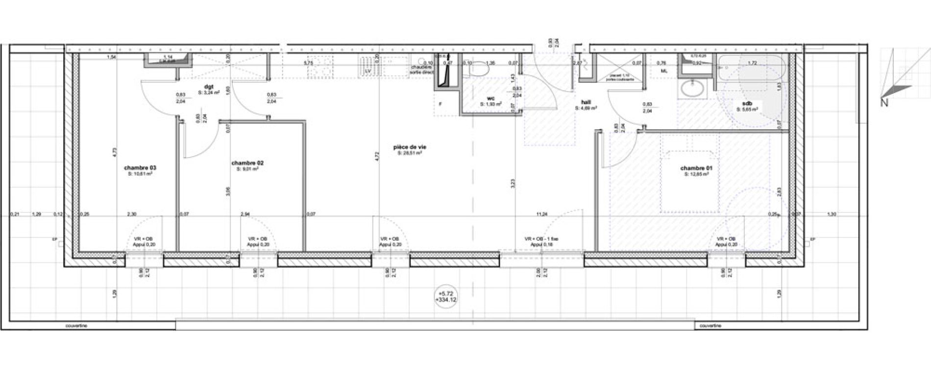 Appartement T4 de 76,49 m2 &agrave; Thann Centre