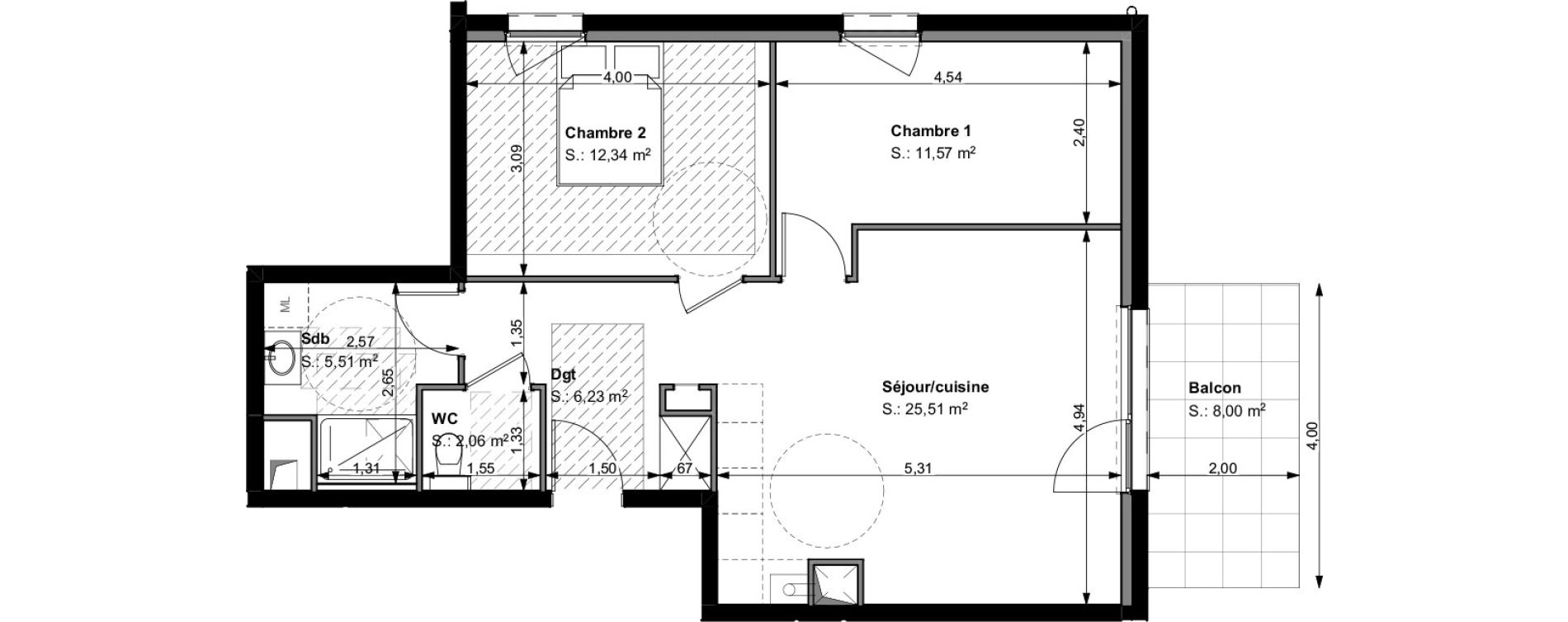 Appartement T3 de 63,22 m2 &agrave; Wittelsheim Centre