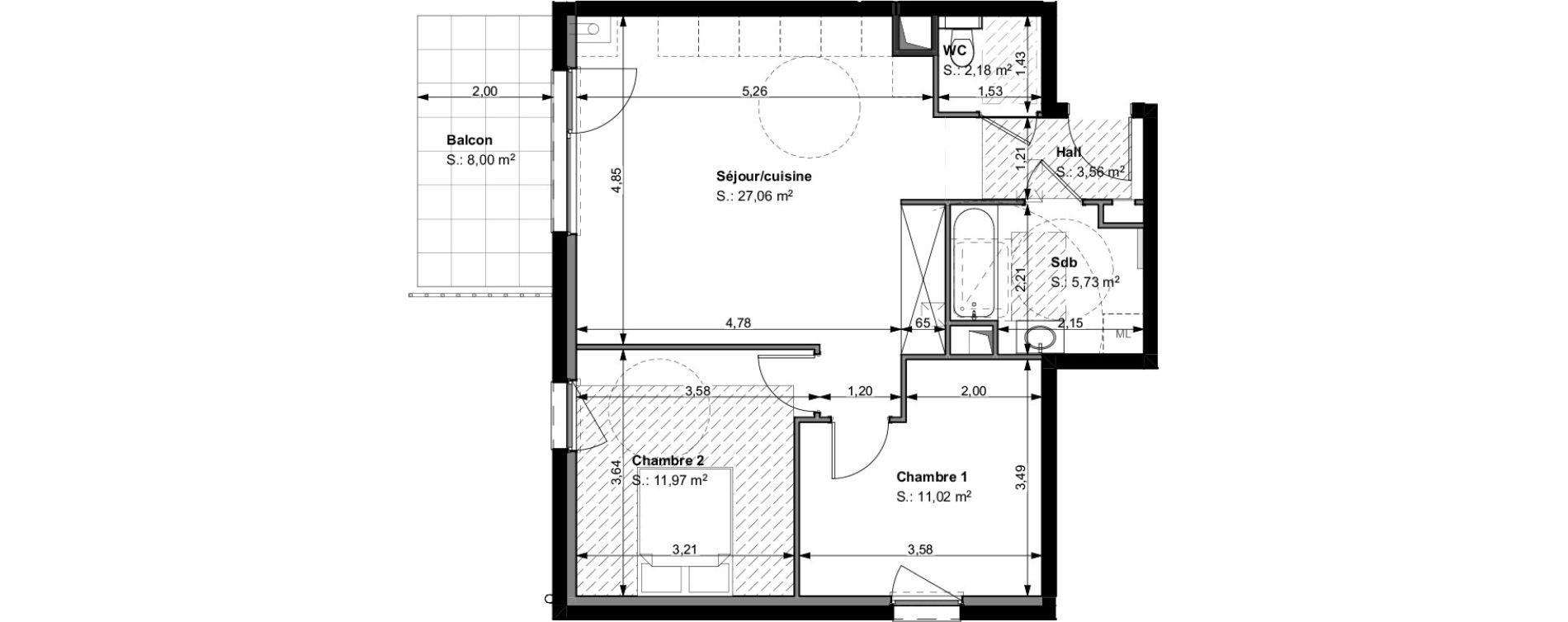 Appartement T3 de 61,52 m2 &agrave; Wittelsheim Centre