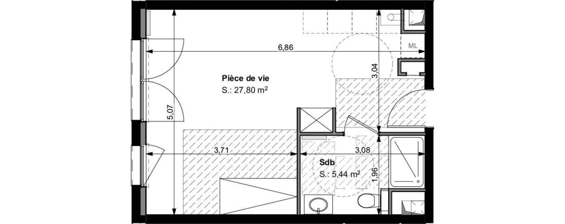 Appartement T1 de 33,24 m2 &agrave; Wittelsheim Centre