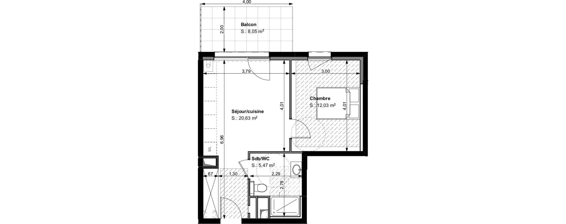 Appartement T2 de 38,13 m2 &agrave; Wittelsheim Centre