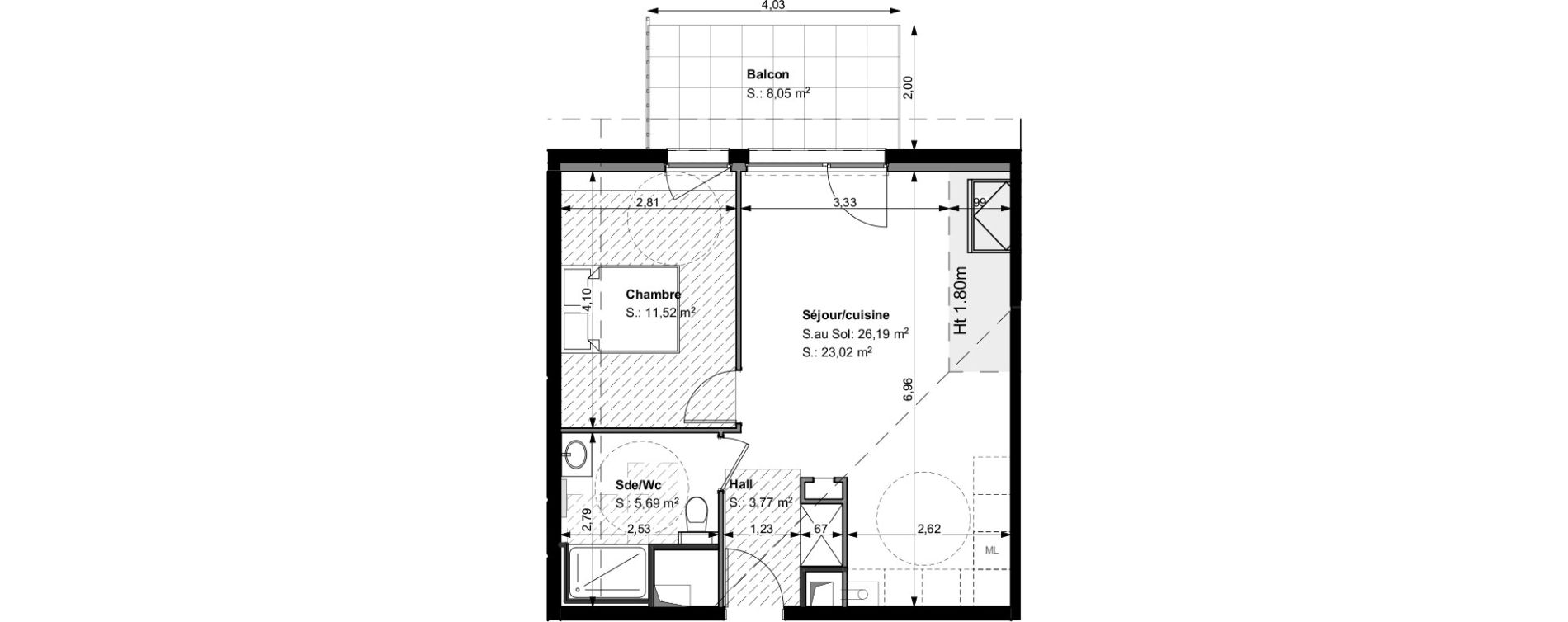 Appartement T2 de 44,00 m2 &agrave; Wittelsheim Centre