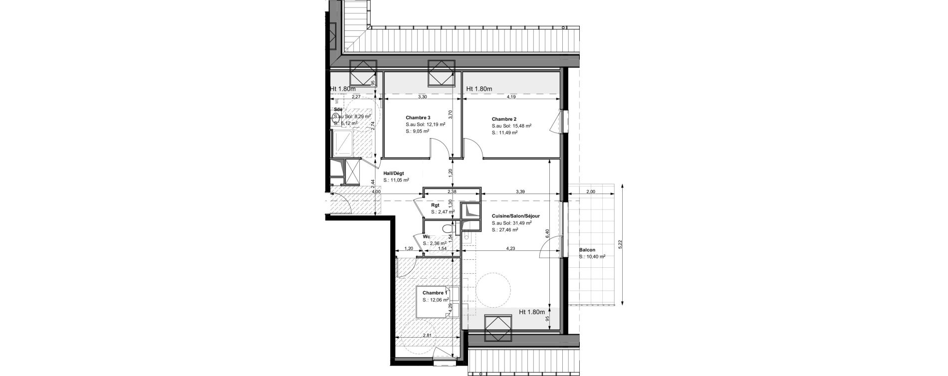 Appartement T4 de 82,06 m2 &agrave; Wittelsheim Centre