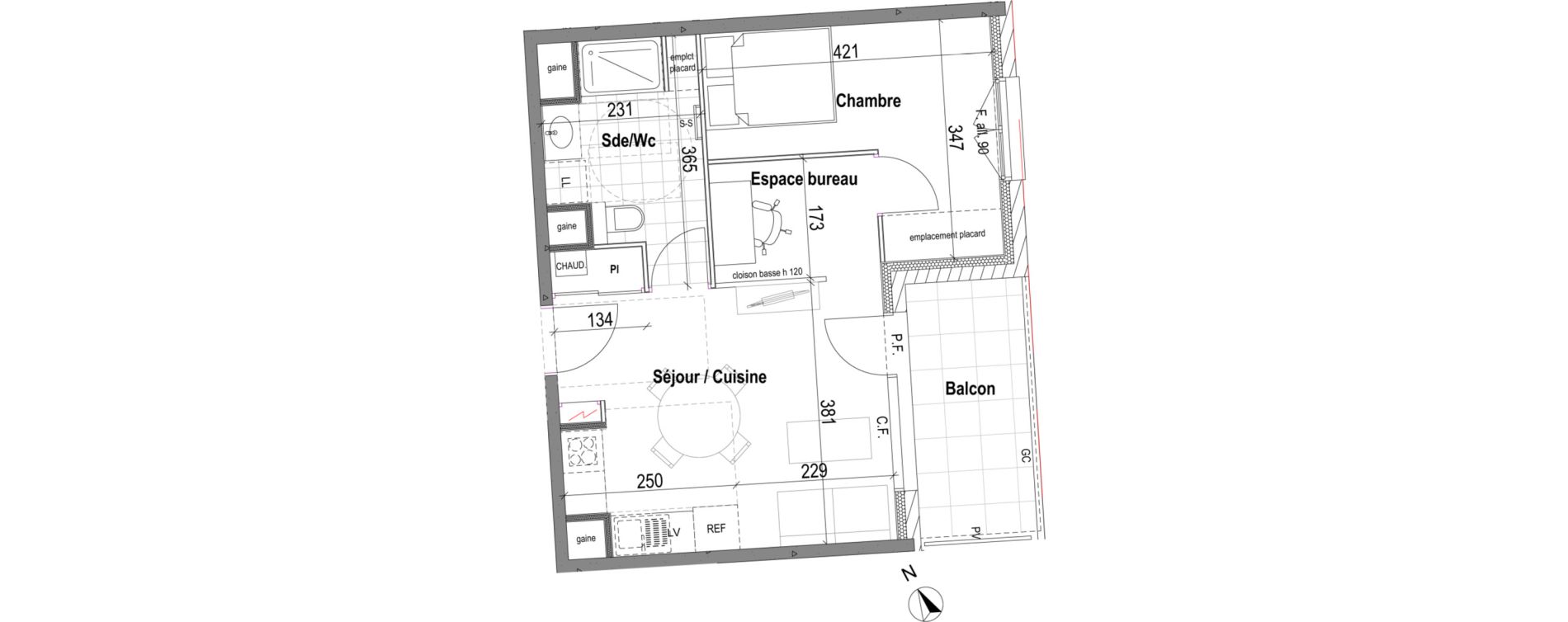 Appartement T2 de 39,67 m2 &agrave; Bezannes Centre
