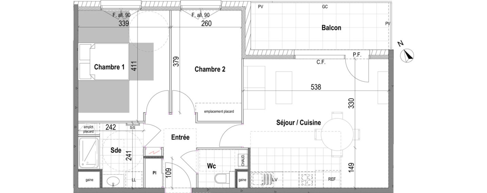 Appartement T3 de 63,23 m2 &agrave; Bezannes Centre