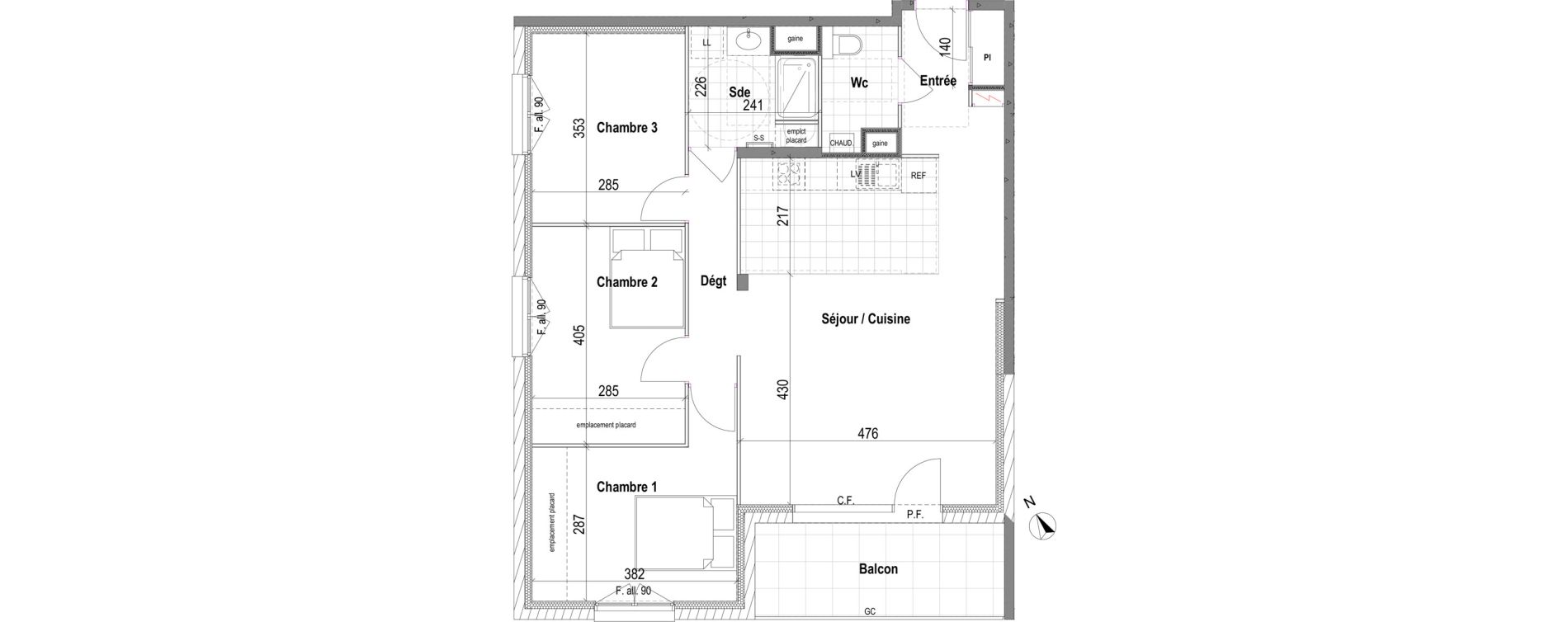 Appartement T4 de 81,68 m2 &agrave; Bezannes Centre