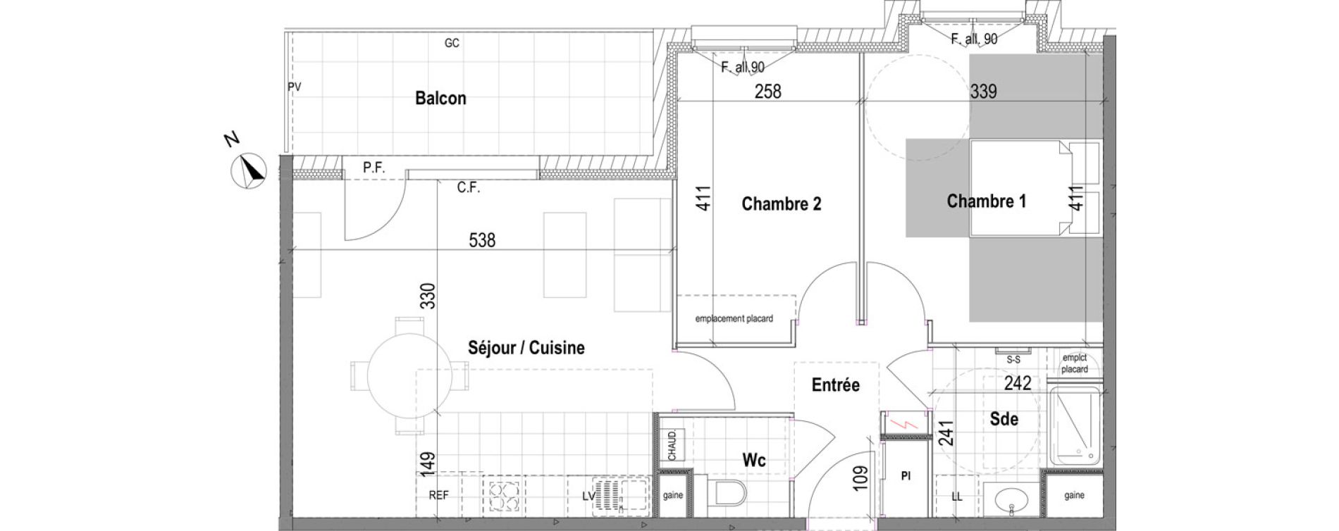 Appartement T3 de 63,84 m2 &agrave; Bezannes Centre