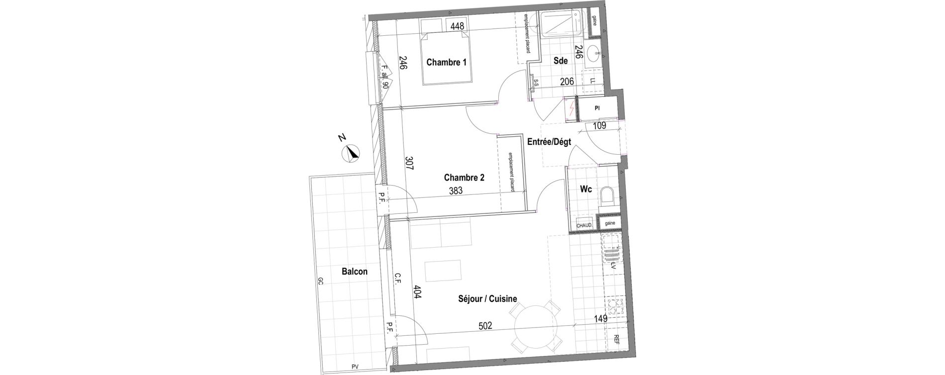 Appartement T3 de 60,18 m2 &agrave; Bezannes Centre
