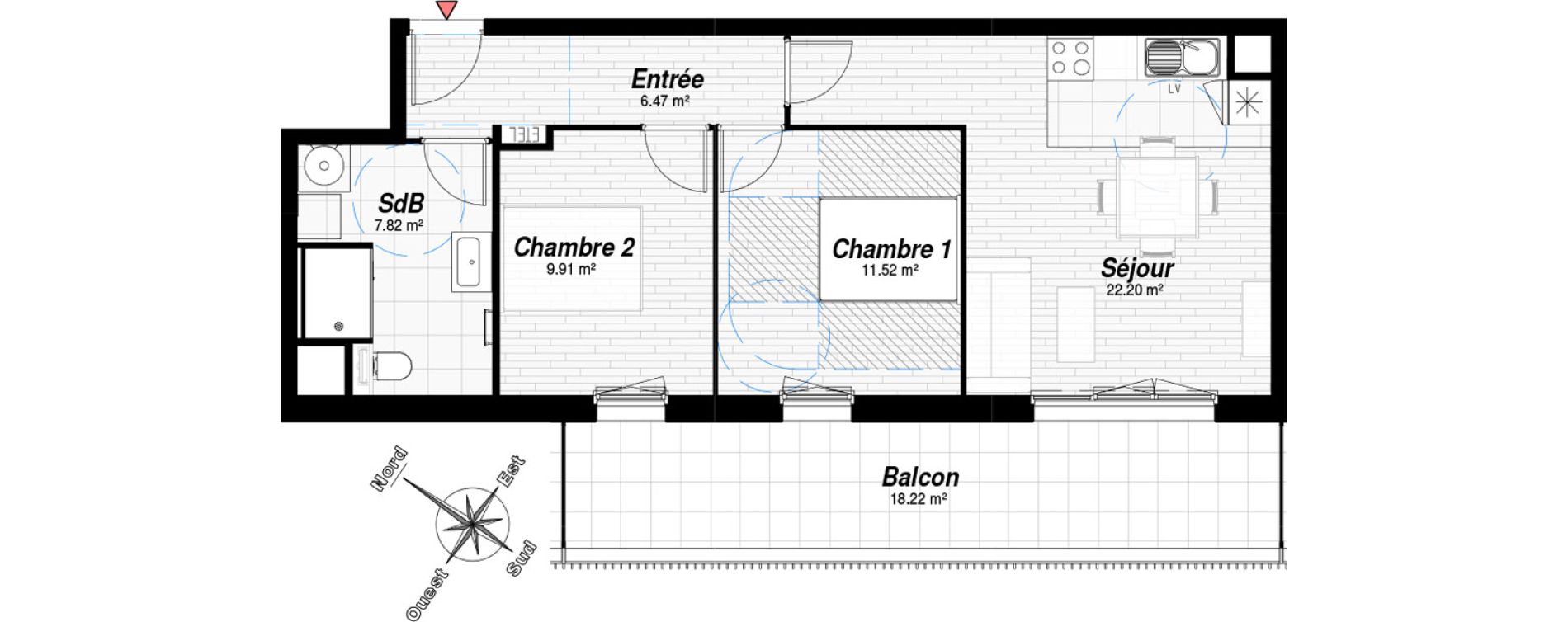 Appartement T3 de 57,92 m2 &agrave; Bezannes Centre
