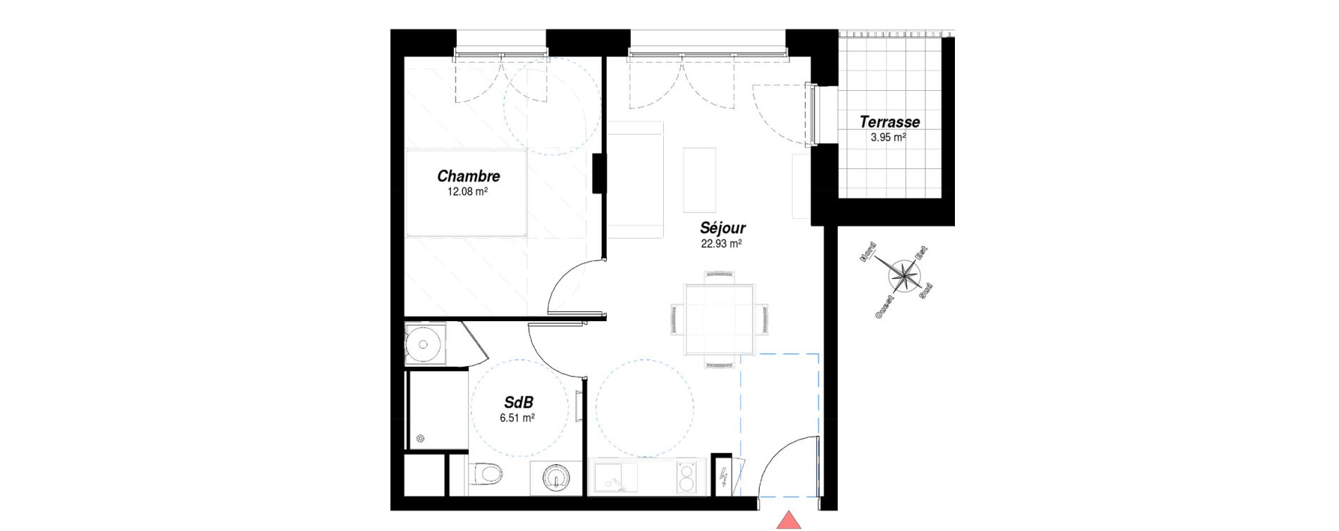 Appartement T2 de 41,52 m2 &agrave; Bezannes Centre