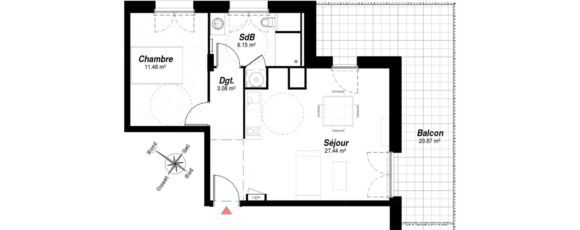 Appartement T2 de 48,15 m2 &agrave; Bezannes Centre