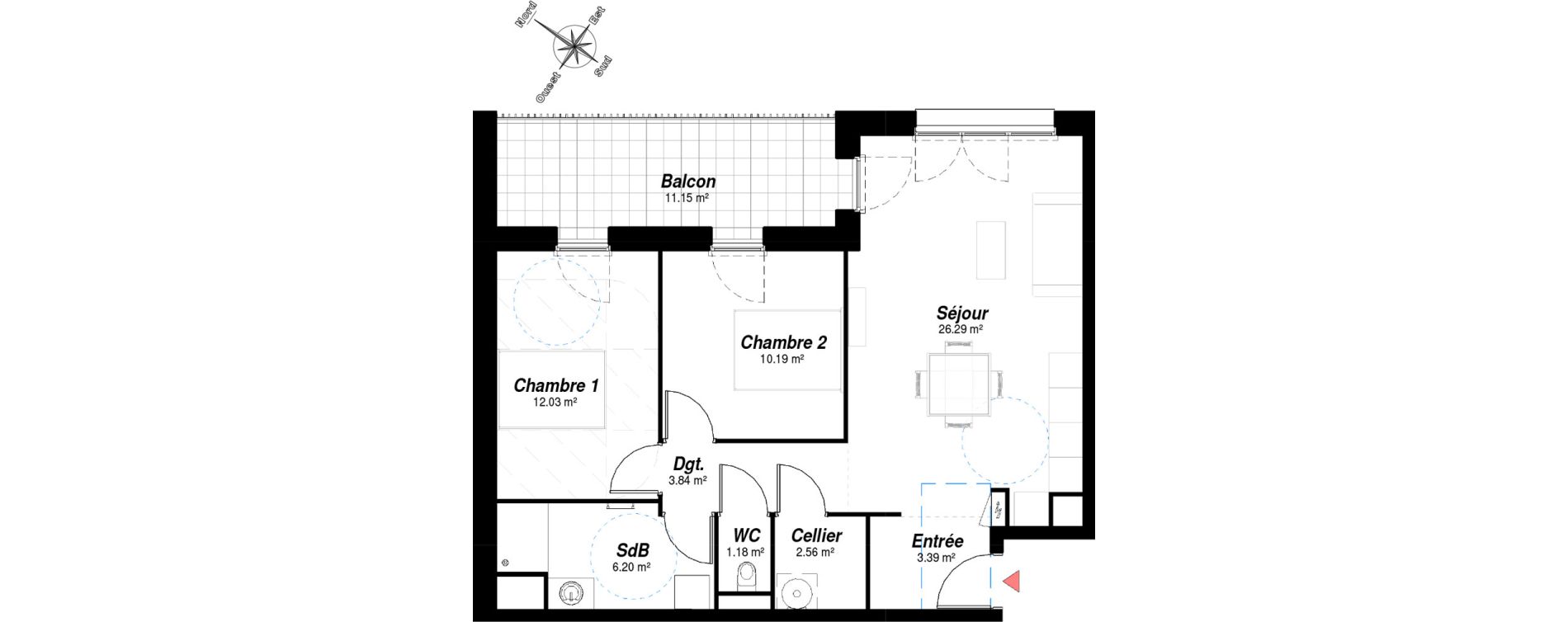 Appartement T3 de 65,68 m2 &agrave; Bezannes Centre
