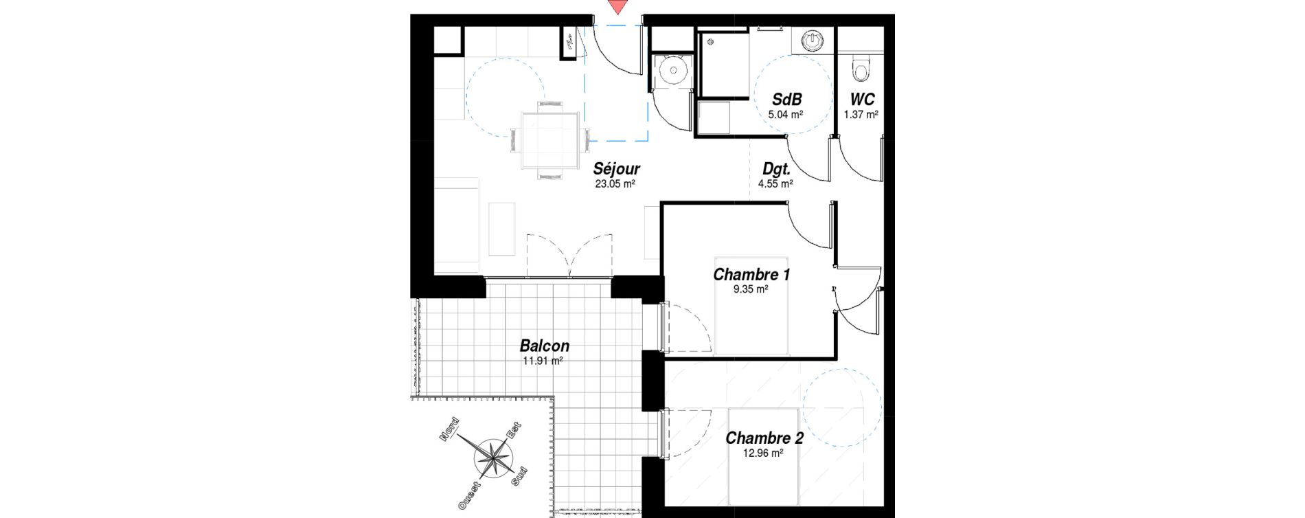 Appartement T3 de 56,31 m2 &agrave; Bezannes Centre