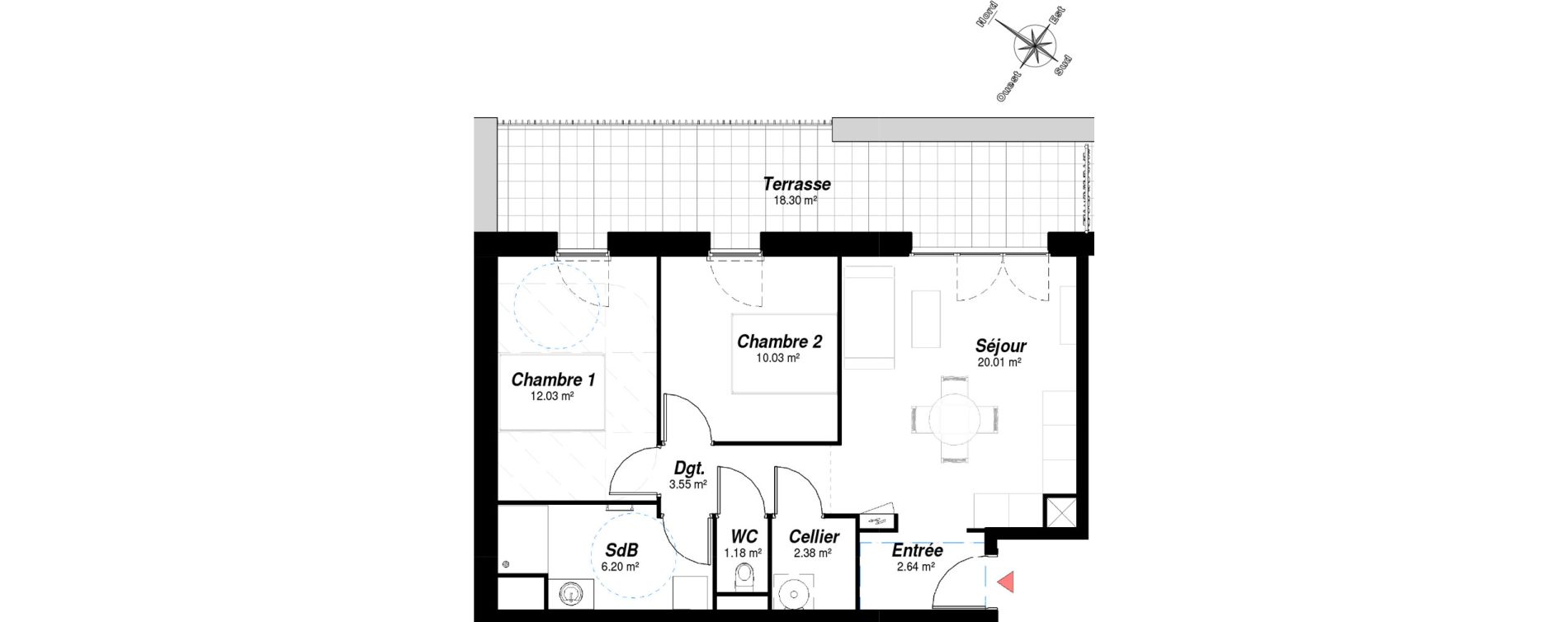 Appartement T3 de 58,02 m2 &agrave; Bezannes Centre