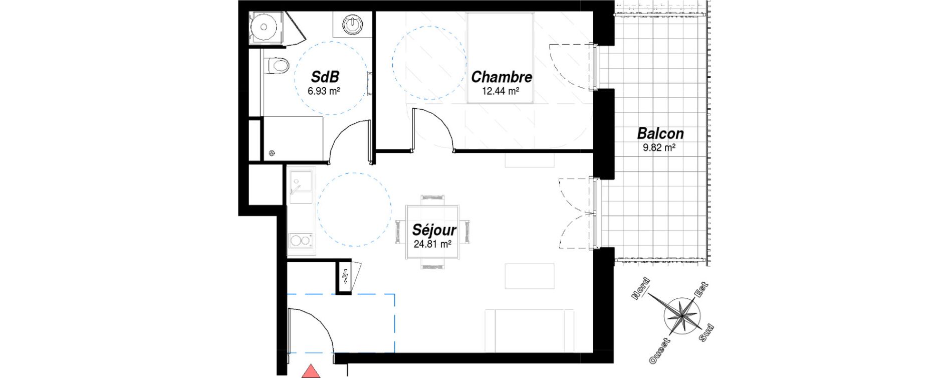 Appartement T2 de 44,18 m2 &agrave; Bezannes Centre
