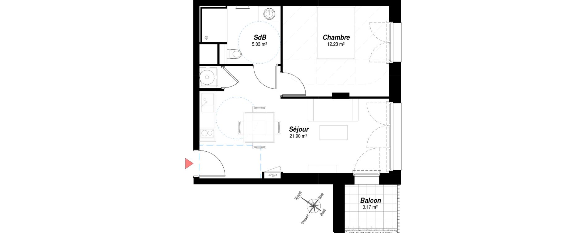 Appartement T2 de 39,16 m2 &agrave; Bezannes Centre