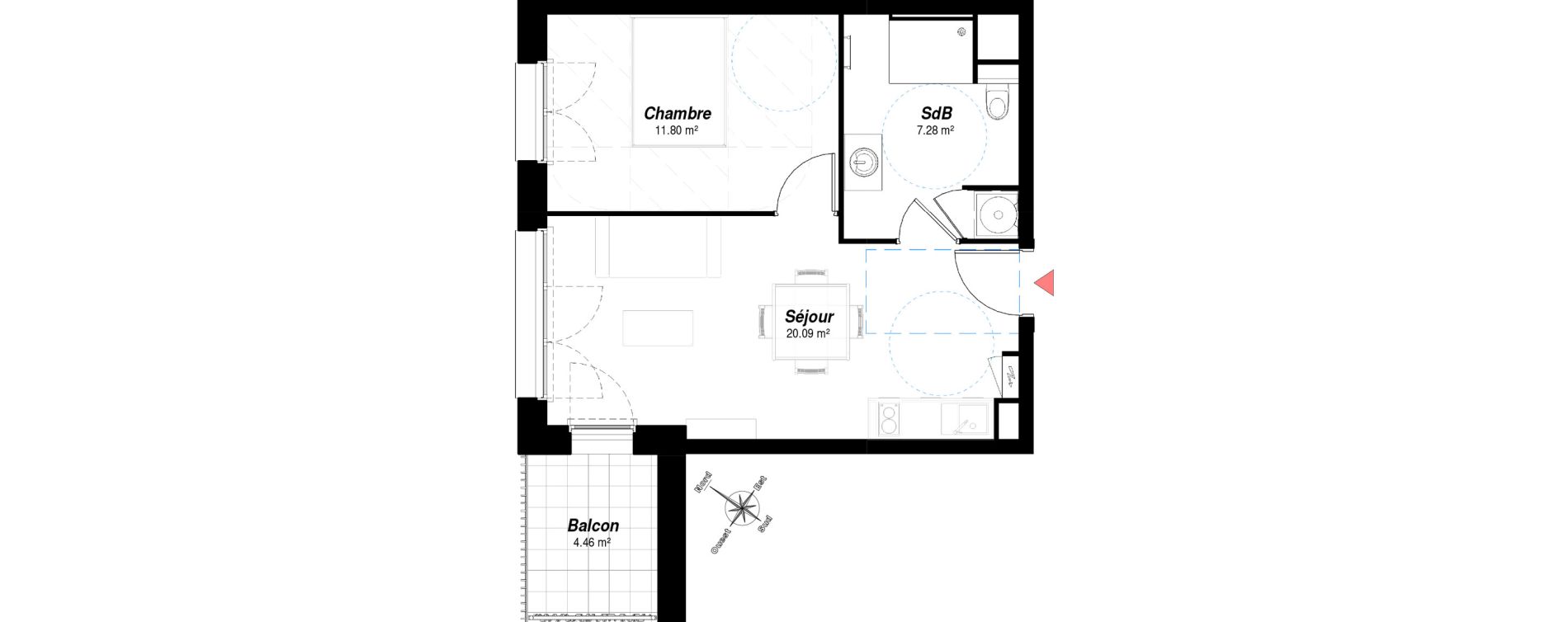 Appartement T2 de 39,17 m2 &agrave; Bezannes Centre