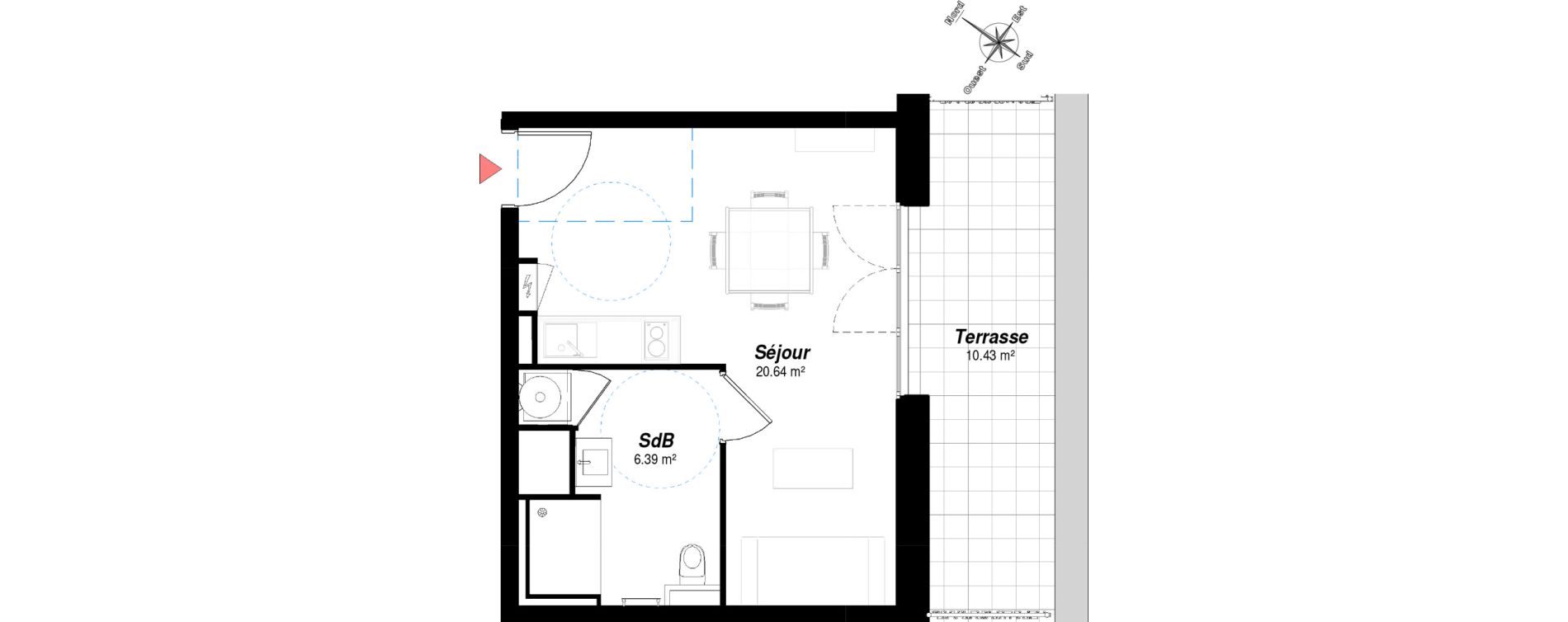 Appartement T1 de 27,03 m2 &agrave; Bezannes Centre