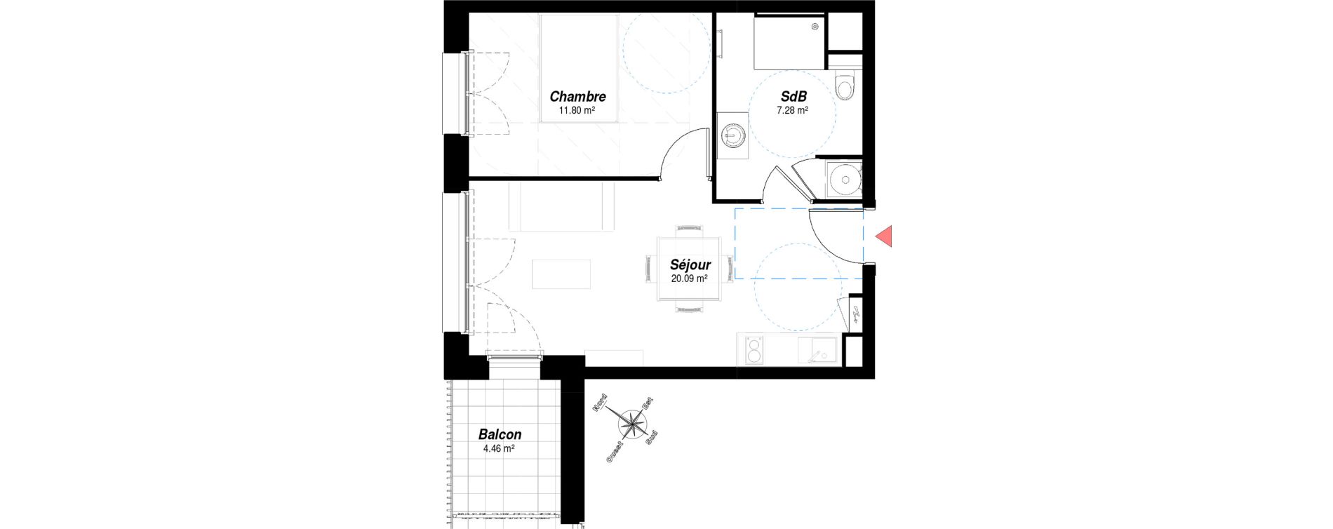 Appartement T2 de 39,17 m2 &agrave; Bezannes Centre