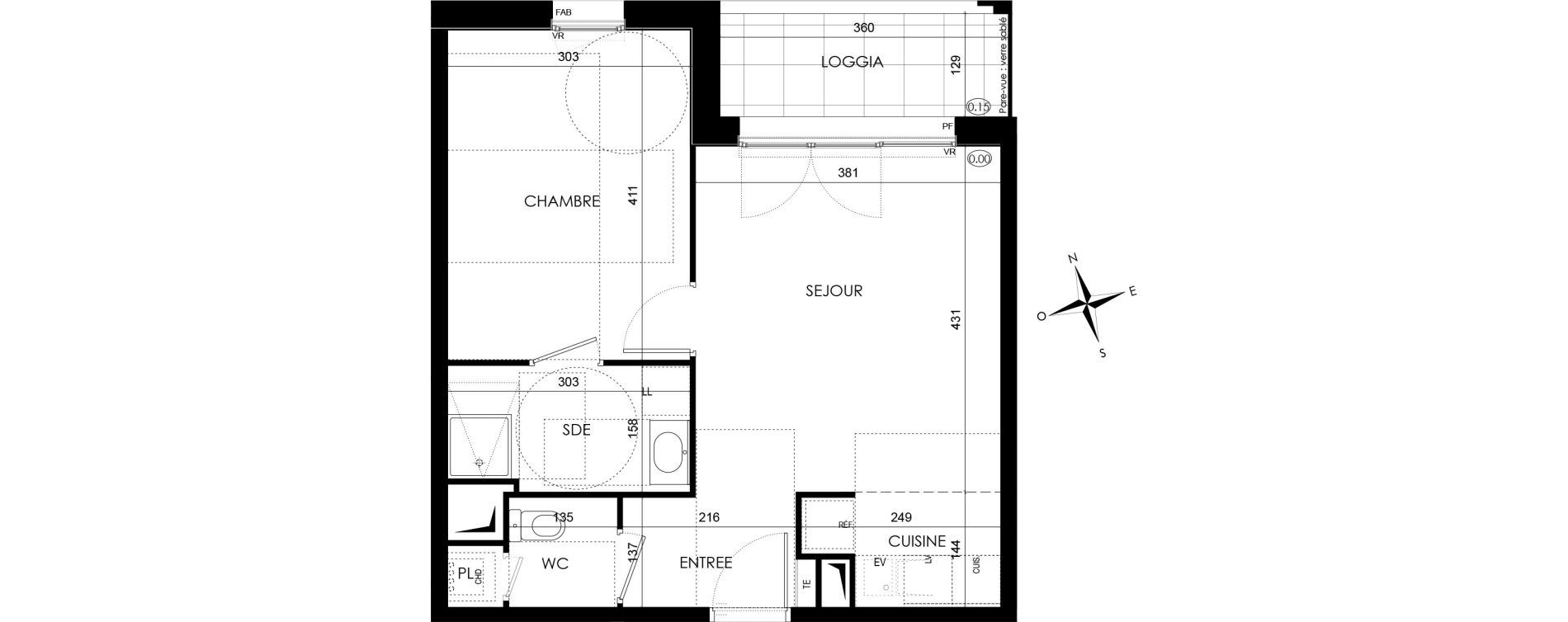 Appartement T2 de 42,04 m2 &agrave; Bezannes Centre