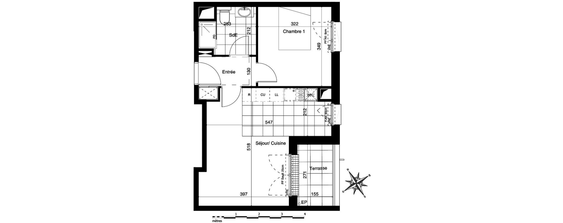Appartement T2 de 42,11 m2 &agrave; Bezannes Centre
