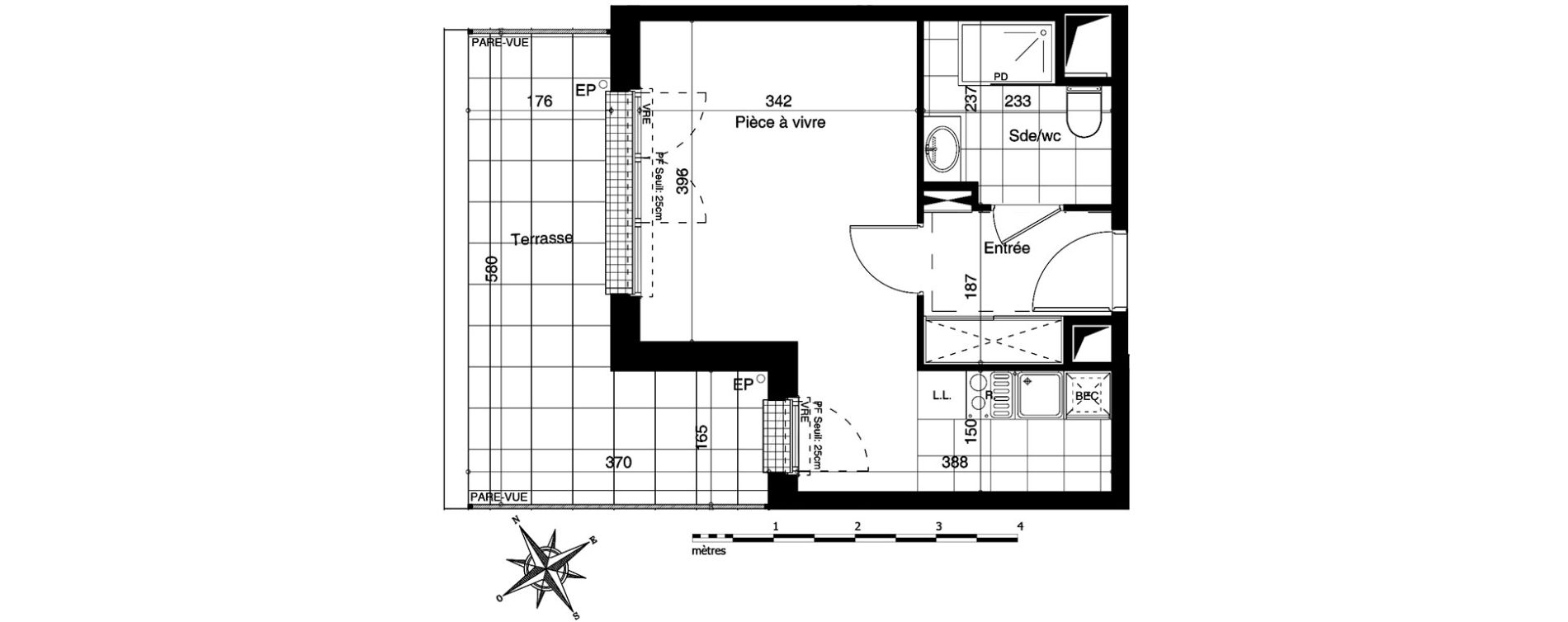 Appartement T1 de 28,49 m2 &agrave; Bezannes Centre