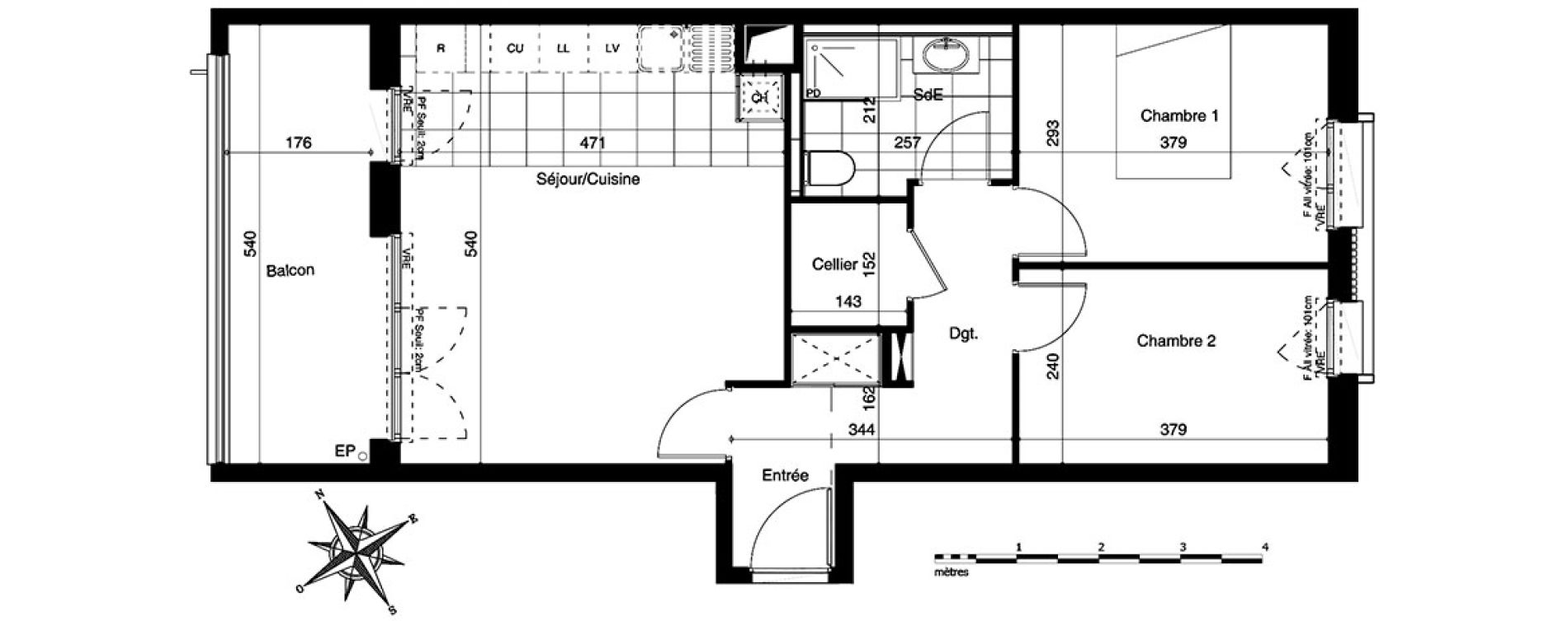 Appartement T3 de 60,16 m2 &agrave; Bezannes Centre