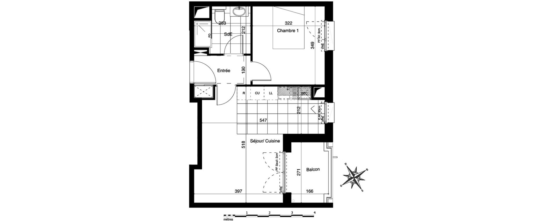 Appartement T2 de 42,11 m2 &agrave; Bezannes Centre