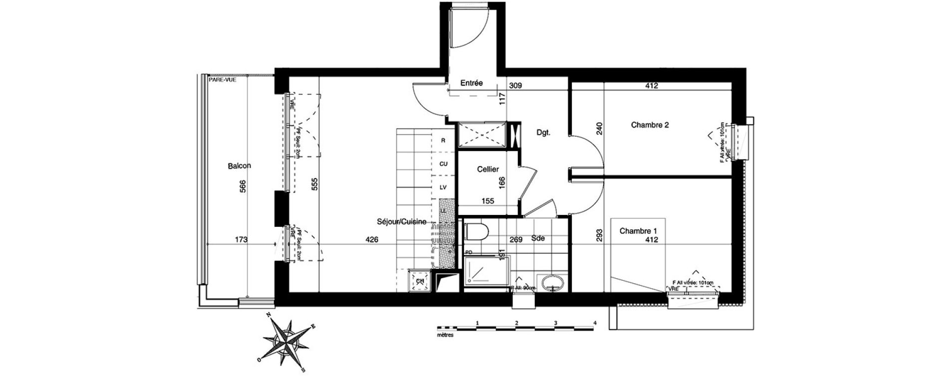 Appartement T3 de 62,00 m2 &agrave; Bezannes Centre