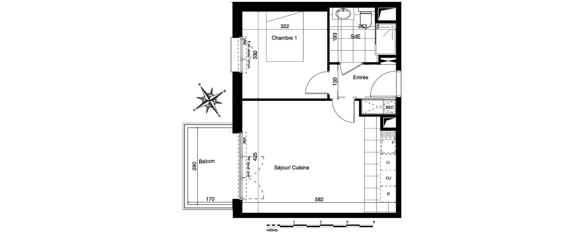 Appartement T2 de 42,64 m2 &agrave; Bezannes Centre