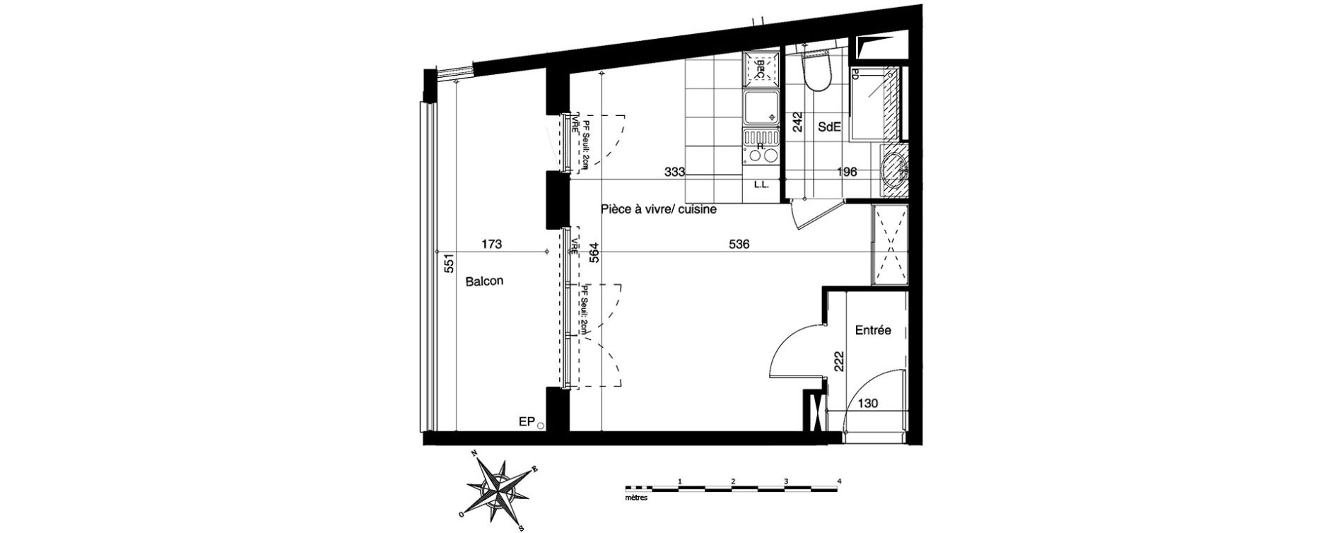 Appartement T1 de 30,99 m2 &agrave; Bezannes Centre