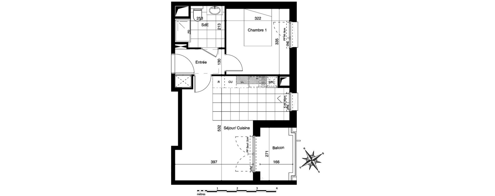 Appartement T2 de 42,49 m2 &agrave; Bezannes Centre