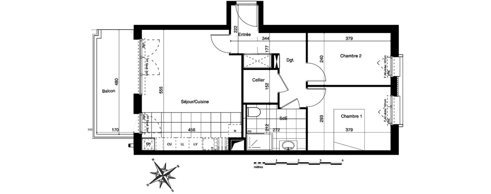 Appartement T3 de 61,16 m2 &agrave; Bezannes Centre