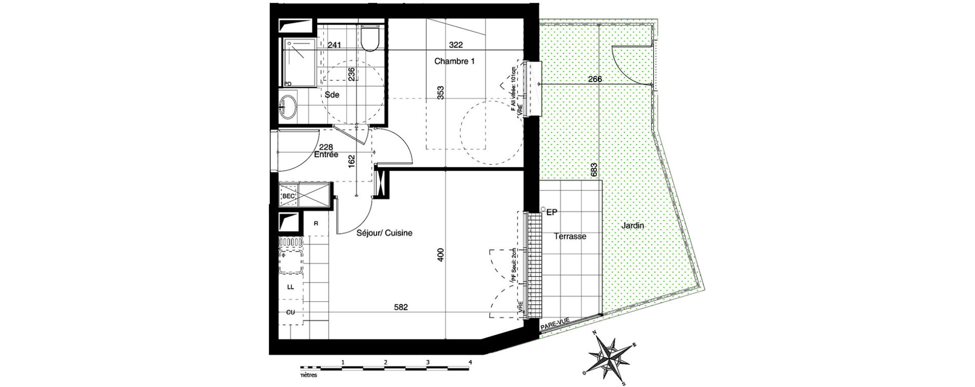 Appartement T2 de 41,81 m2 &agrave; Bezannes Centre